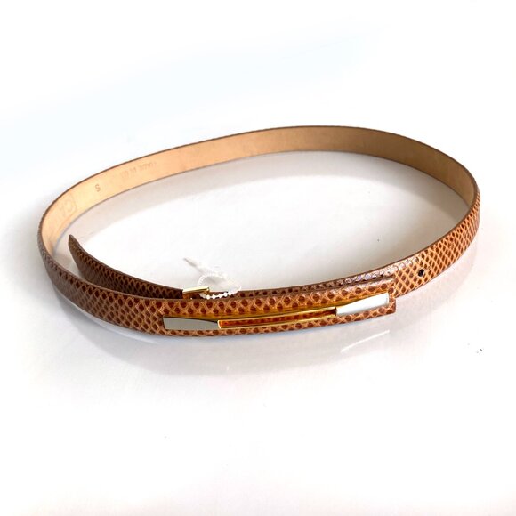 Vintage Carlisle Snakeskin Leather Gold Buckle Belt Size S Made in USA - Picture 6 of 10